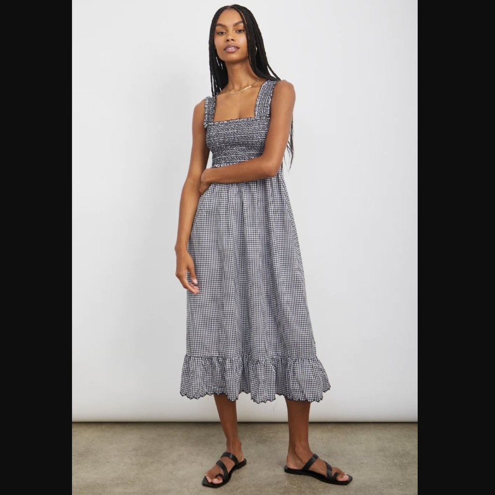 Rails Rumi Dress in Black Mini Gingham Sz Sm